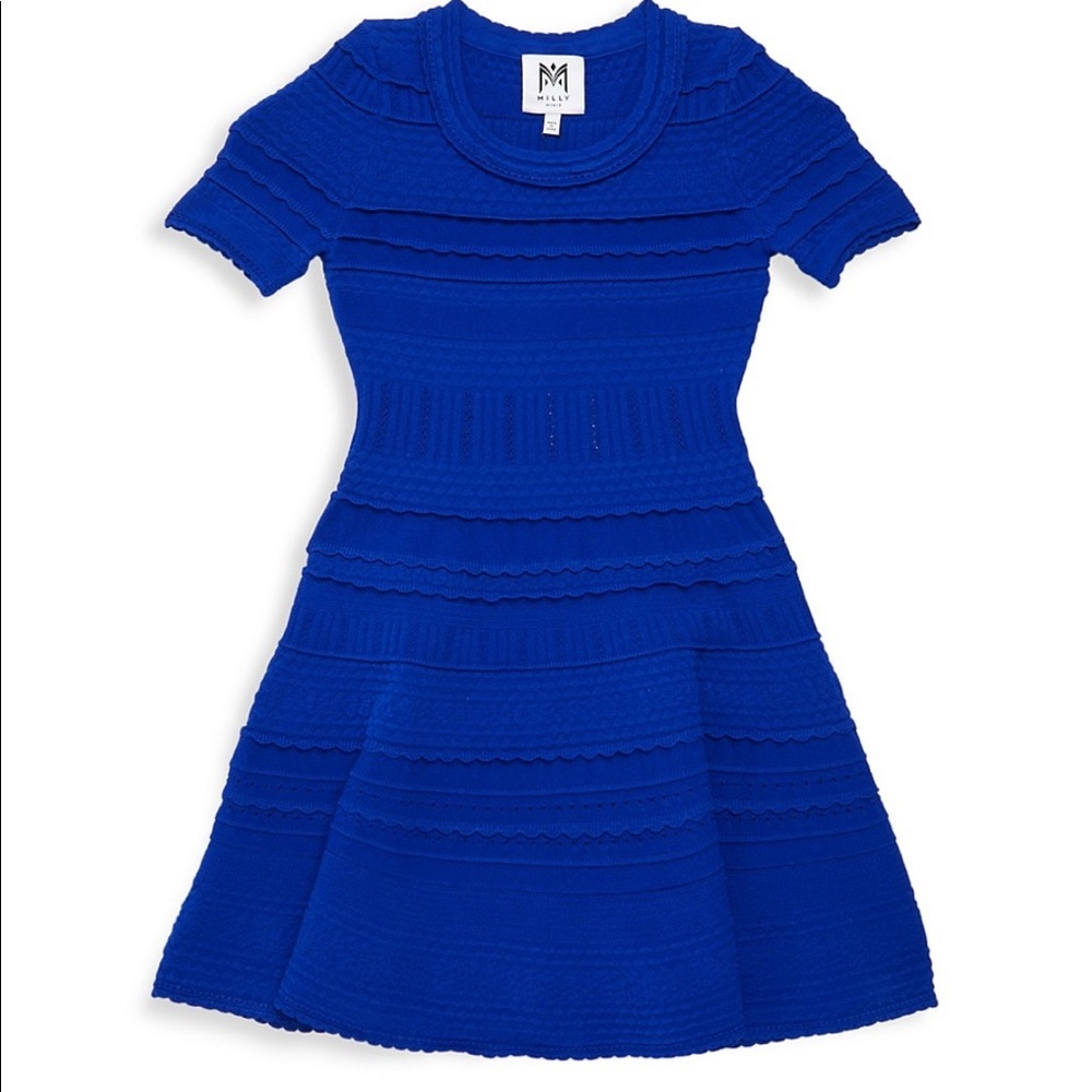 Milly Minis textured Blue fit & flare dress NWT